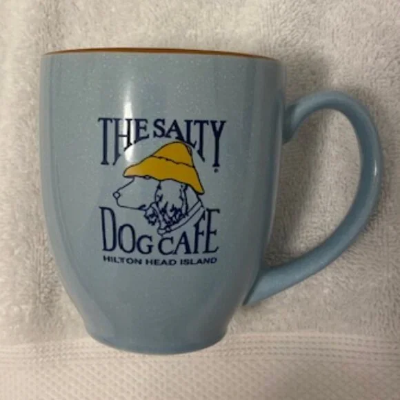 Salty Dog Cafe Mug, Hilton Head Island SC, Blue with brown rim - Picture 5 of 5